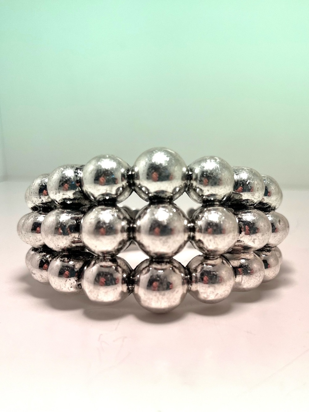 Zara Bead Bangle Bracelet Metalic Beads Silver 4736/364/808 NWT